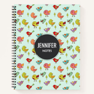 Niedliches, von Hand Gezeichnet Vogelmuster Notizbuch