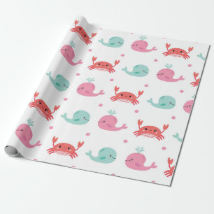 Niedliches Wal- und Krebsmuster Geschenkpapier