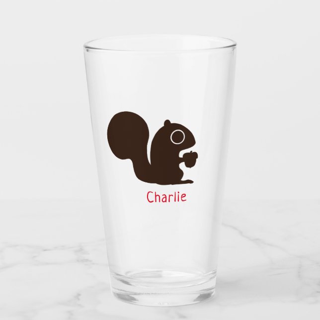 Niedliches Waldeichhörnchen mit Personalisierter N Glas (Vorderseite)