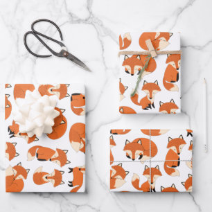 Niedliches Waldgebiet Herbstwald Fox Muster Geschenkpapier Set