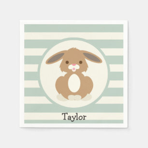 Niedliches Waldland Bunny Rabbit auf Light Sage Gr Serviette
