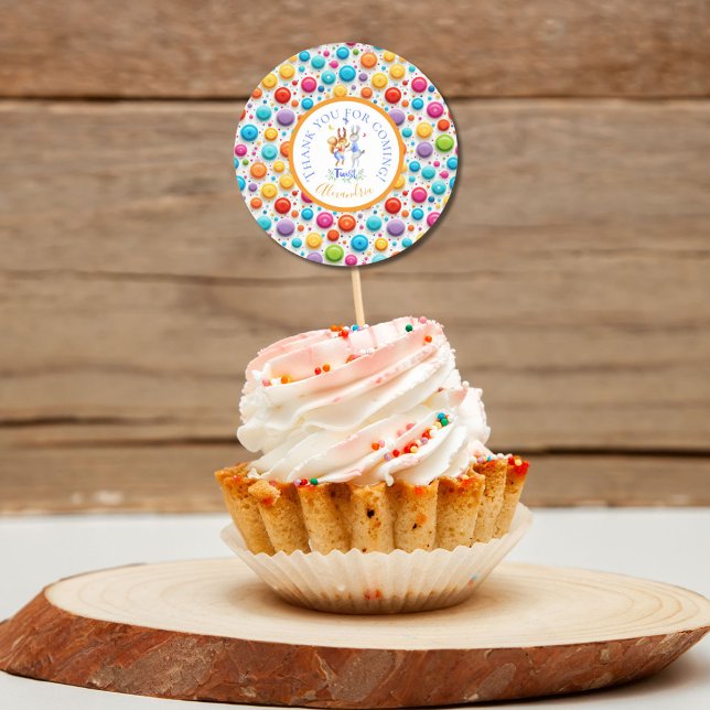 Niedliches Waldland Party Kaninchen tanzen Drehung Runder Aufkleber (Von Creator hochgeladen)