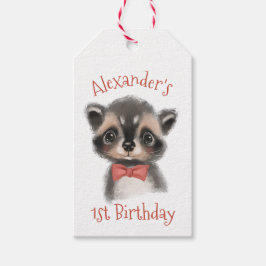 Niedliches Waldland Raccoon 1. Geburtstag Geschenkanhänger