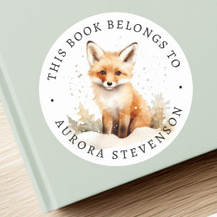 Niedliches Waldlandfuchs-Bibliothekslabel Runder Aufkleber