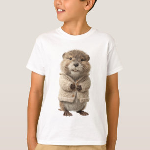 Niedliches Waldmurmeltier in gestrickter Strickjac T-Shirt
