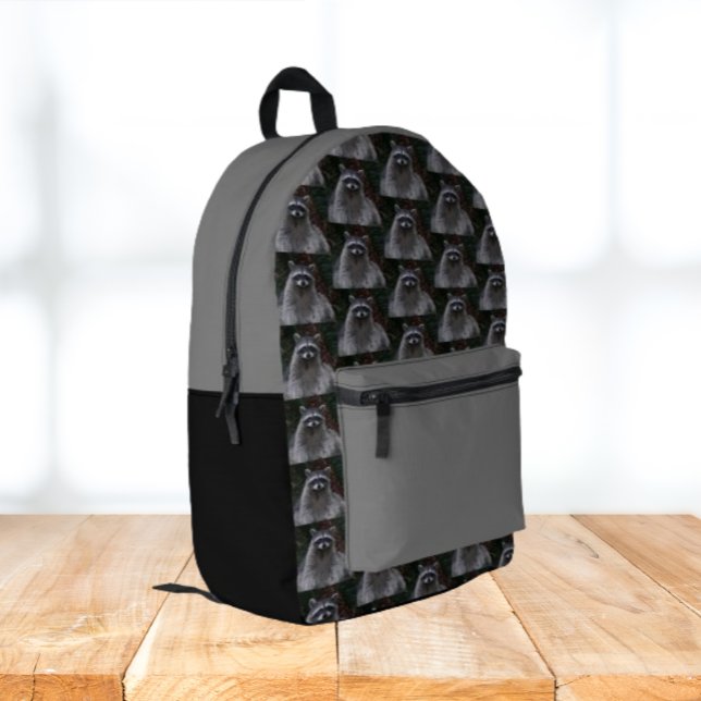 Niedliches Waldraccoon-Muster Bedruckter Rucksack (In Situ Angled)