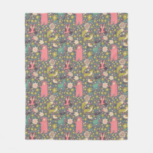 Niedliches Waldtier-Muster Fleecedecke