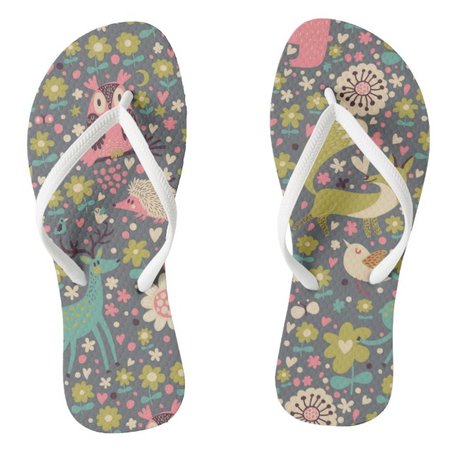 Niedliches Waldtier-Muster Flip Flops (Fußbett)