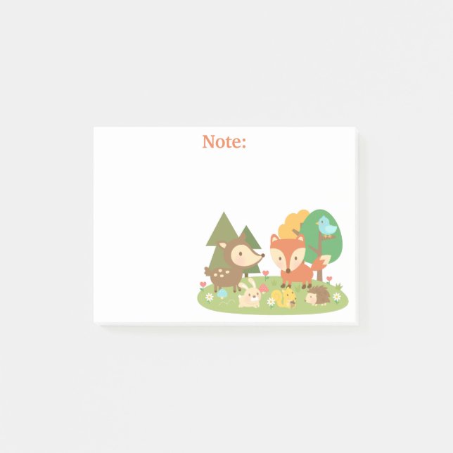 Niedliches Waldwaldtier für Kinder Post-it Klebezettel (Vorderseite)