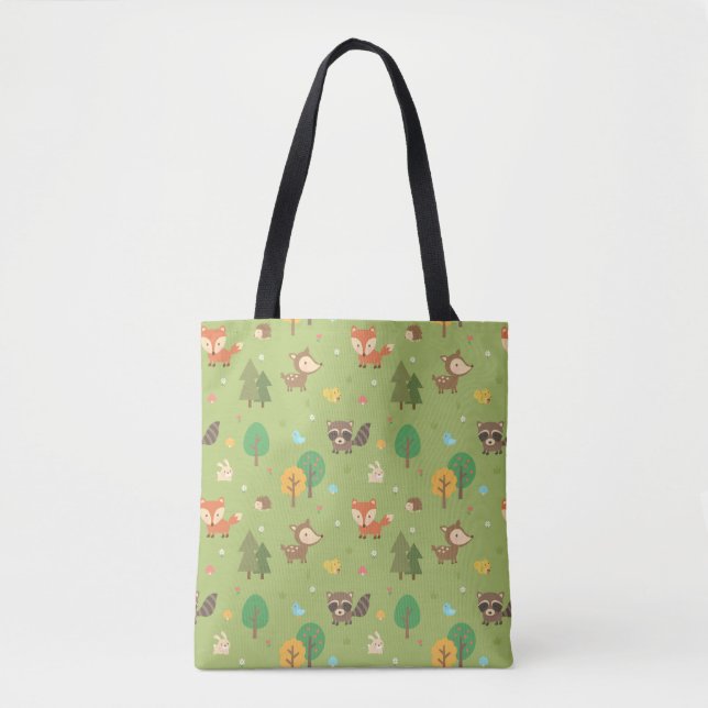 Niedliches Waldwaldtiermuster-Taschen-Tasche (Vorderseite)