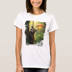 niedliches Waschbär-UFO-Design T-Shirt