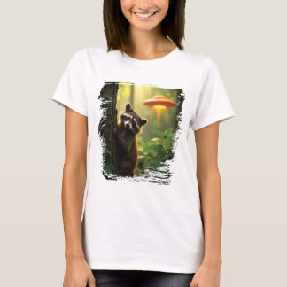 niedliches Waschbär-UFO-Design T-Shirt