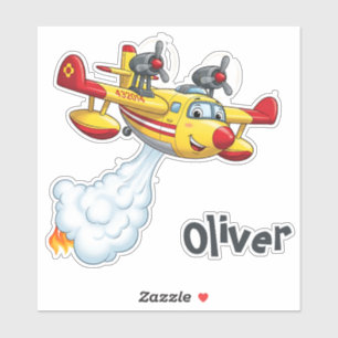 Niedliches Wasserbomber-Flugzeug - Feuerflugzeug Aufkleber