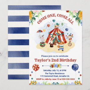 Niedliches Wasserfarben Circus Karneval Kindergebu Einladung