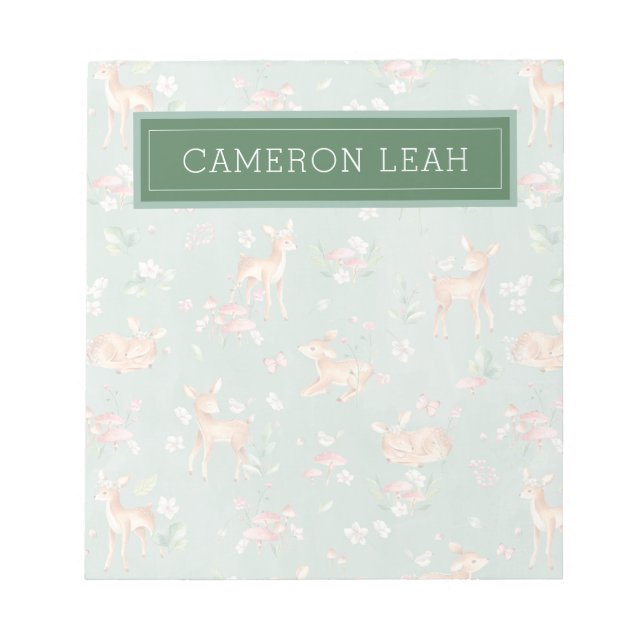 Niedliches Wasserfarben-Hirschmuster Notizblock (Vorderseite)