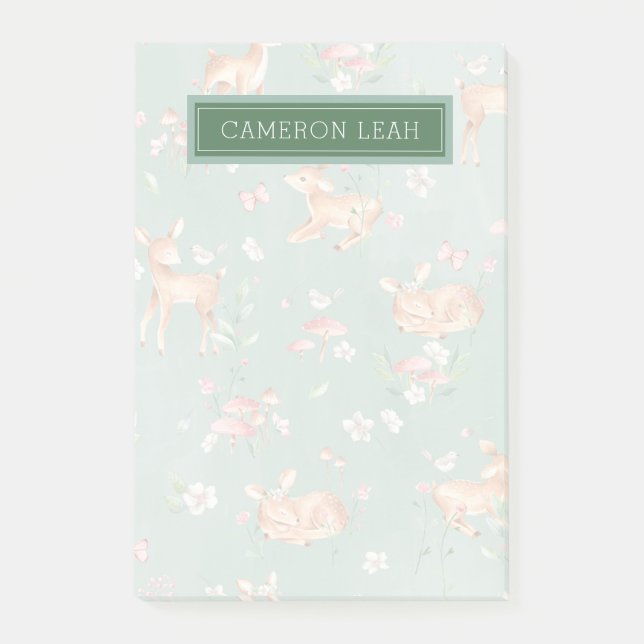 Niedliches Wasserfarben-Hirschmuster Post-it Klebezettel (Vorderseite)