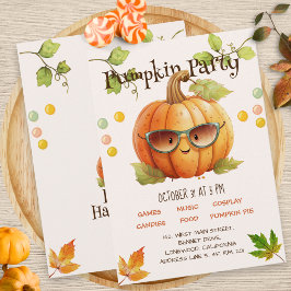 Niedliches Wasserfarben Orange Pumpkin Kid Hallowe Einladung