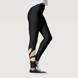 Niedliches Wasserfarbenflormuster auf Schwarz Leggings