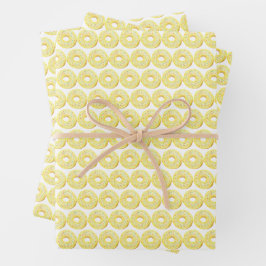 Niedliches Wasserfarbengelbes Donuts Muster Geschenkpapier Set