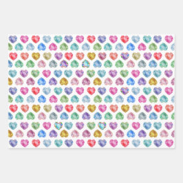 Niedliches Wasserfarbenherz Gemstone Farbenfrohe M Geschenkpapier Set