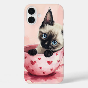 NIEDLICHES WASSERFARBENKÜCHE IM PINK TEE CUP iPhone 16 PLUS HÜLLE