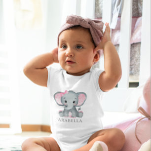 Niedliches Wasserfarbenlephant Pink Baby Girl Baby Strampler