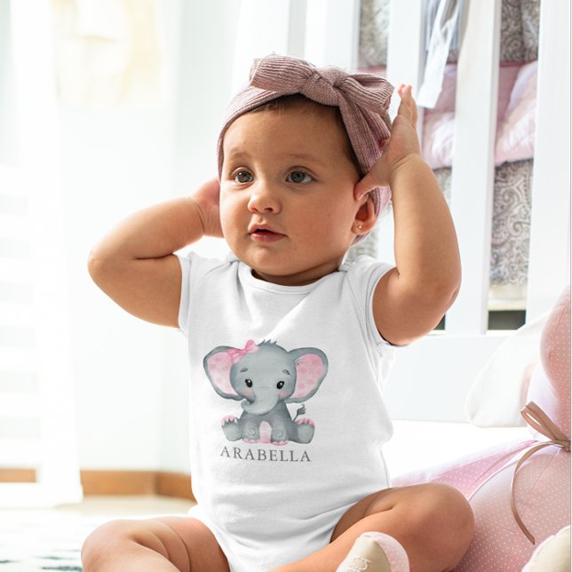 Niedliches Wasserfarbenlephant Pink Baby Girl Baby Strampler (Cute Watercolor Elephant Pink Baby Girl Baby Bodysuit)