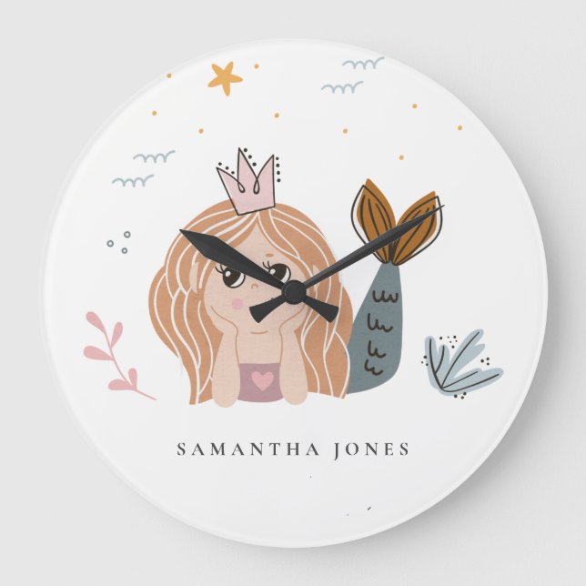 Niedliches Wasserfarbenmagazin Große Wanduhr (Vorderseite)