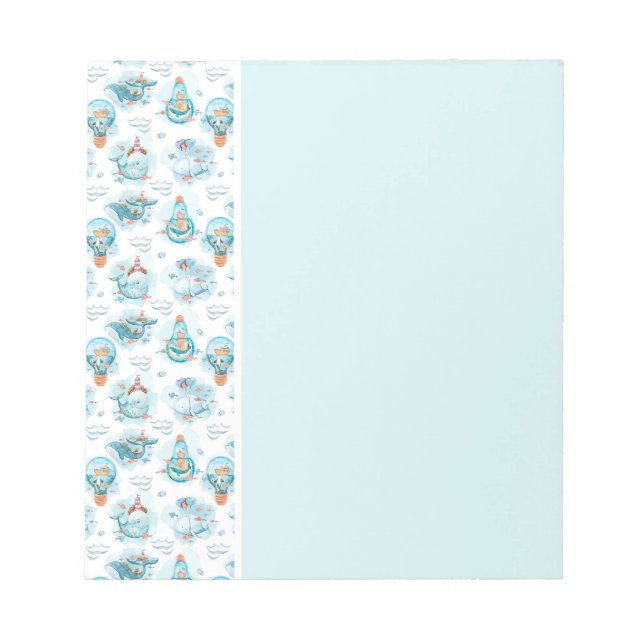 Niedliches Wasserfarbmuster für Wale Notizblock (Vorderseite)