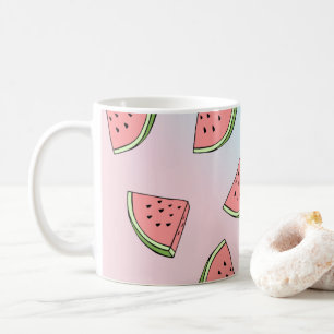 Niedliches Wassermelone-Muster pastellfarben pink Kaffeetasse