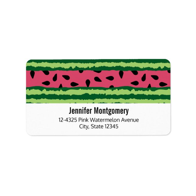 Niedliches Wassermelone Muster Pink & Green Adressaufkleber (Vorne)