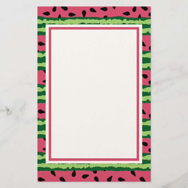 Niedliches Wassermelone Muster Pink & Green Briefpapier (Vorderseite)