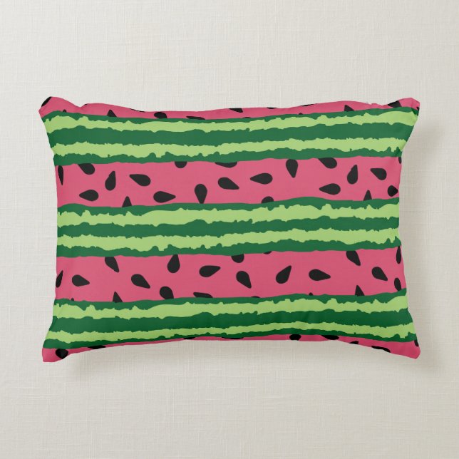 Niedliches Wassermelone Muster Pink & Green Dekokissen (Vorderseite)