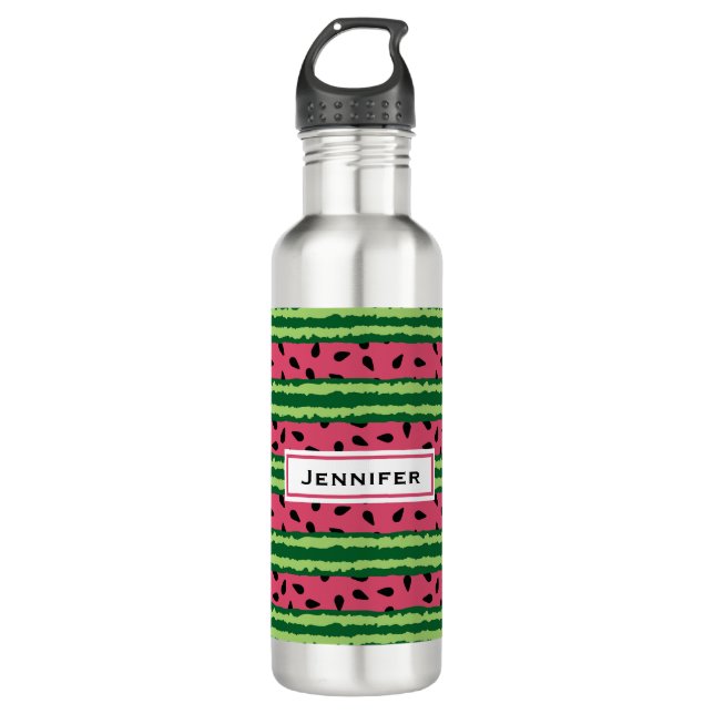Niedliches Wassermelone Muster Pink & Green Edelstahlflasche (Vorderseite)