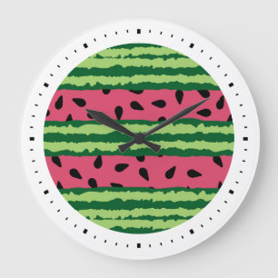 Niedliches Wassermelone Muster Pink & Green Große Wanduhr
