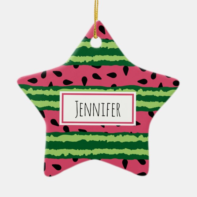 Niedliches Wassermelone Muster Pink & Green Keramik Ornament (Vorne)