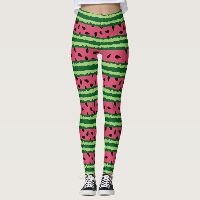 Niedliches Wassermelone Muster Pink & Green Leggings (Vorderseite)