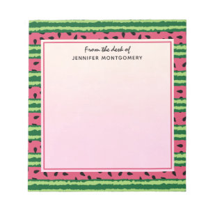 Niedliches Wassermelone Muster Pink & Green Notizblock