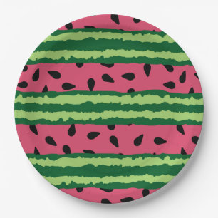 Niedliches Wassermelone Muster Pink & Green Pappteller