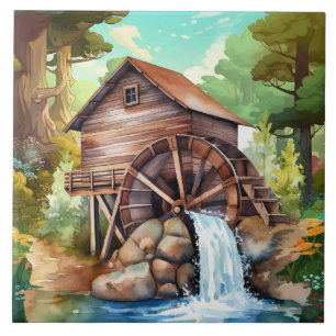 niedliches Wasserrad Land Fliese