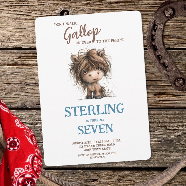 Niedliches Wassersportzentrum Pony Blue Brown Boy  Einladung (Von Creator hochgeladen)