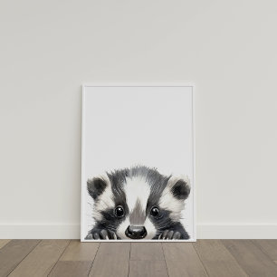 Niedliches Watercolor Baby Badger Kinderzimmer Dek Poster