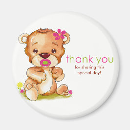Niedliches Watercolor Baby Bear Girl Danke Magnet