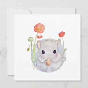 Niedliches Watercolor Baby Chinchilla Geburtstag Karte
