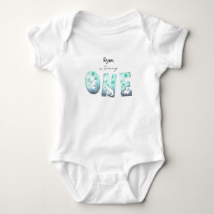 Niedliches Watercolor Baby Dinosaur 1. Geburtstag Strampler