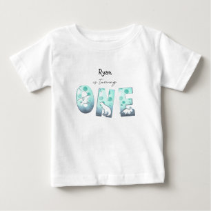 Niedliches Watercolor Baby Dinosaur 1. Geburtstag T-shirt
