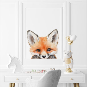 Niedliches Watercolor Baby Fox Kinderzimmer Dekor Poster