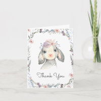 Niedliches Watercolor Floral Baby Lamm Danke