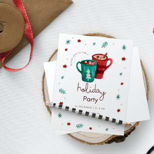 Niedliches Watercolor Grün Roter Schnee Weihnachte Einladung