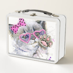 Niedliches Watercolor-Kätzchen Metall Brotdose
